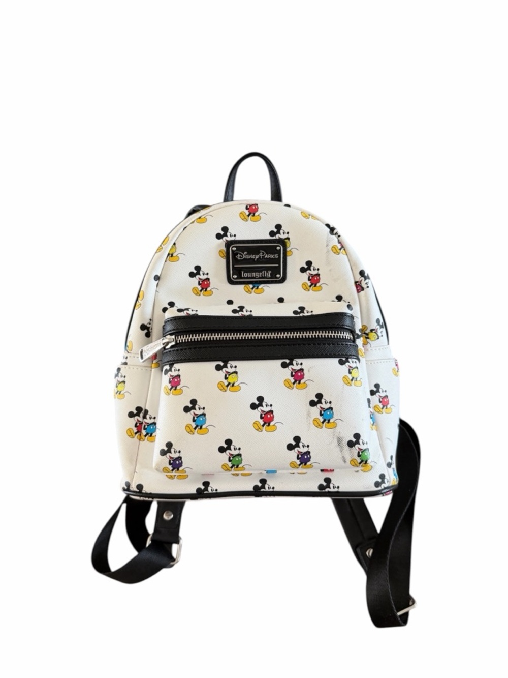 Loungefly White Mini Backpack with Multicolor Mickey Print